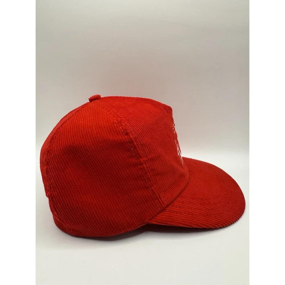 VTG Nebraska Huskers Corduroy Snapback Hat USA Made Red Cap OSFA